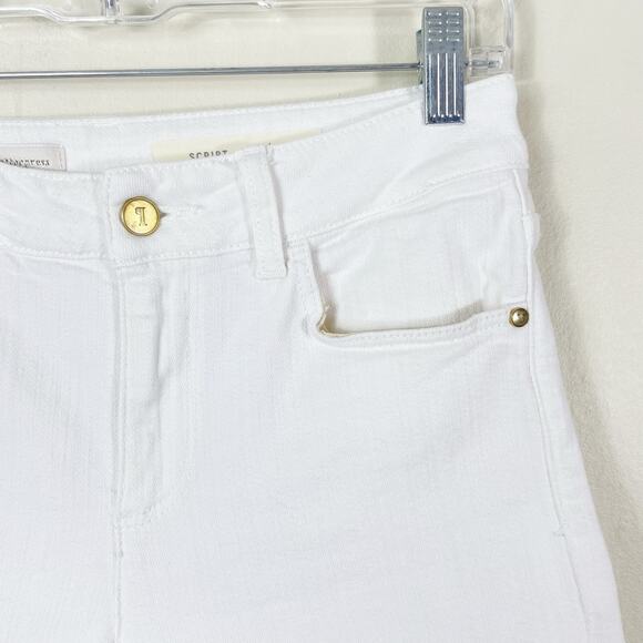 Anthropologie Pilcro White Denim Cuffed Hem Script High Rise Jean Shorts - Picture 3 of 11